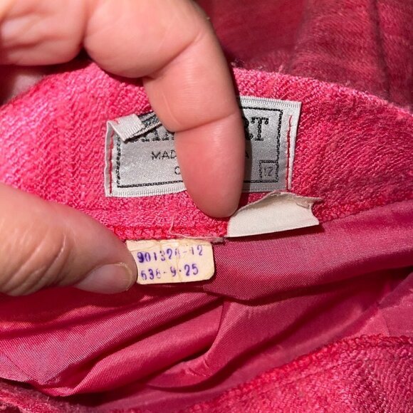 Jaxsport Vintage Womens A Line Midi Skirt Size 12 Pink Pleated Lined Pure Silk - Picture 6 of 13